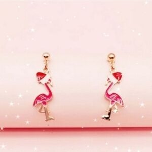 MODCLOTH TROPICAL SANTA FLAMINGO EARRINGS
